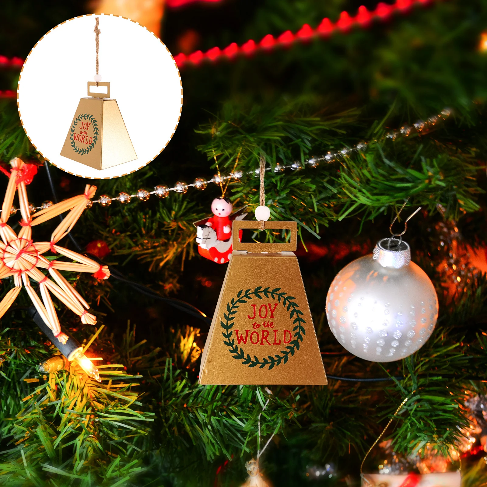 

Metal Bell Decoration Sturdy Square Hanging Bell Pendant DIY Christmas Ornament Home Party Decor Christmas Tree Bells