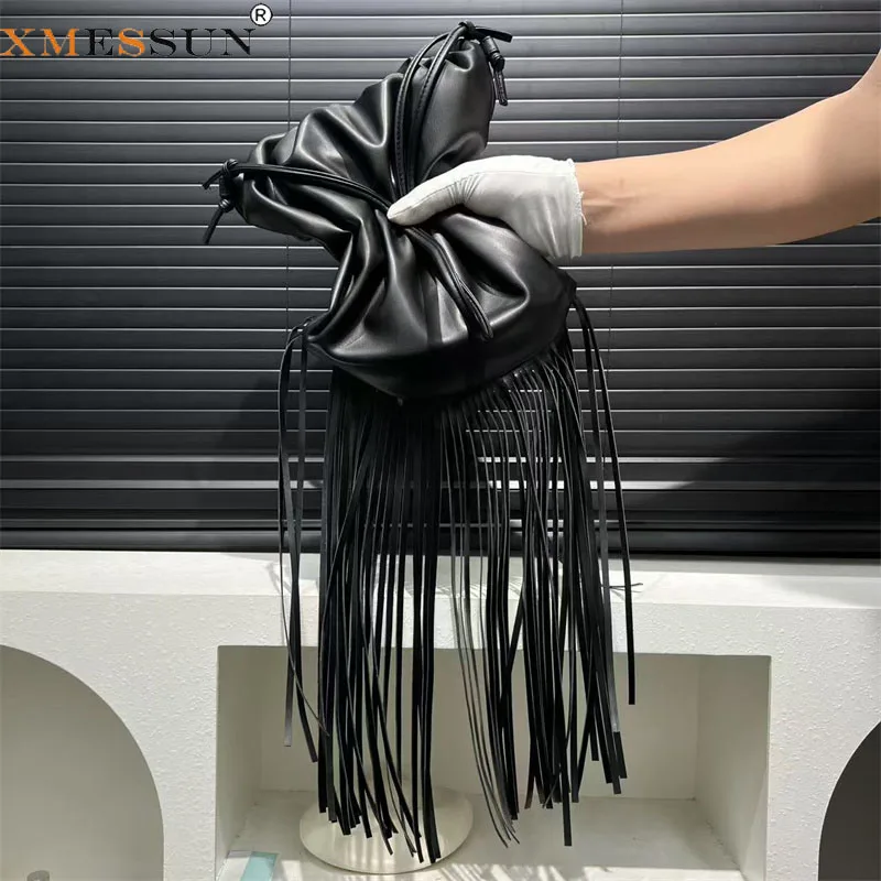Nuevo Bolso de Hombro Americano Moderno con Flecos para Mujer, Bolso de Mano de Cuero PU con Borlas, Bolso de Lujo para Fiesta de Boda