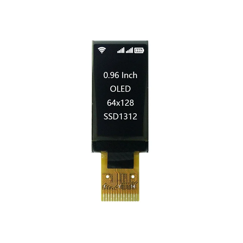0.96 Inch OLED Display Module 64x128 SSD1312 I2C/IIC Monochrome White 14P Solder Pads Small LCD Screen Module for Arduino DIY