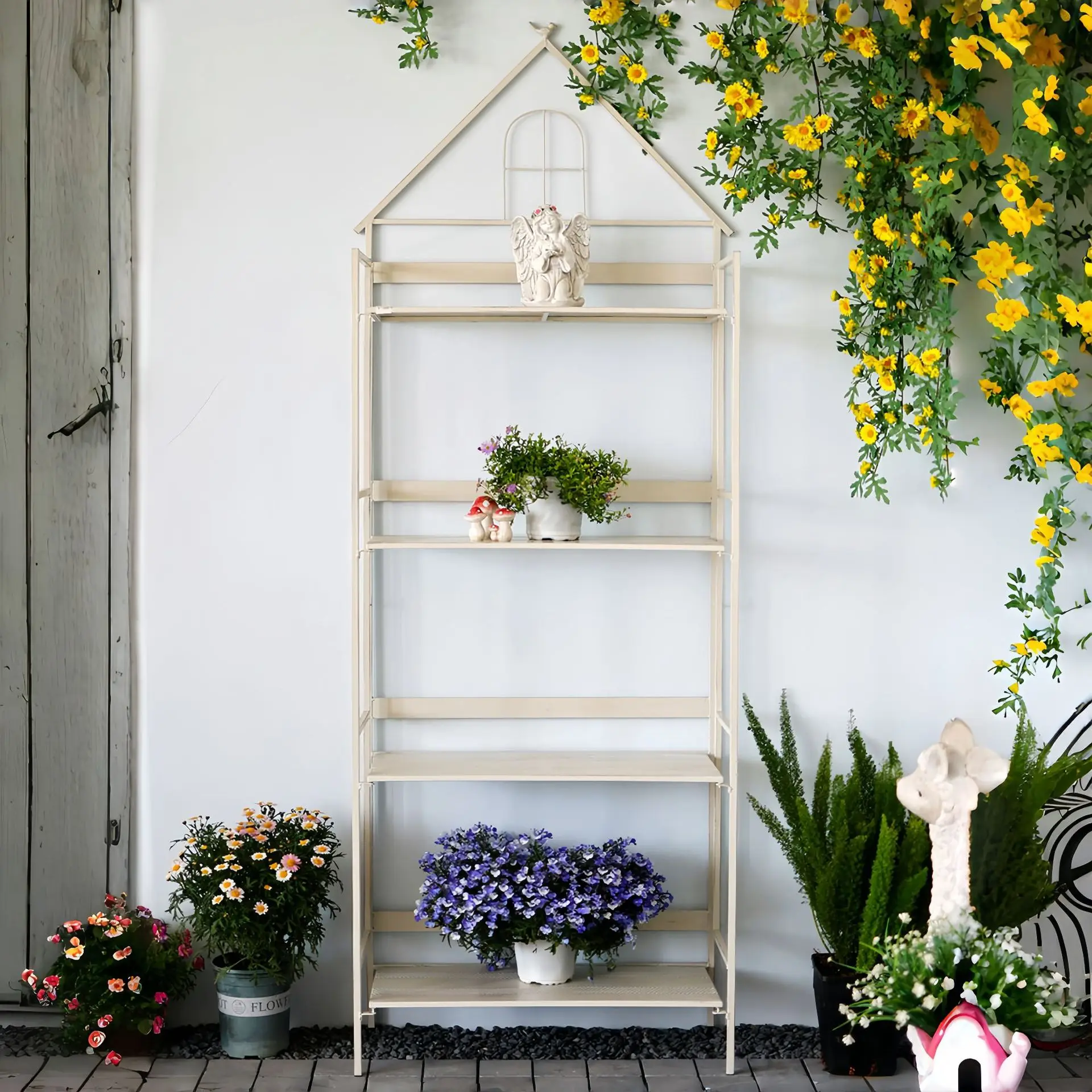 Wrought iron old flower rack, starting from one piece, simple balcony succulent flower pot rack, floor display rack.