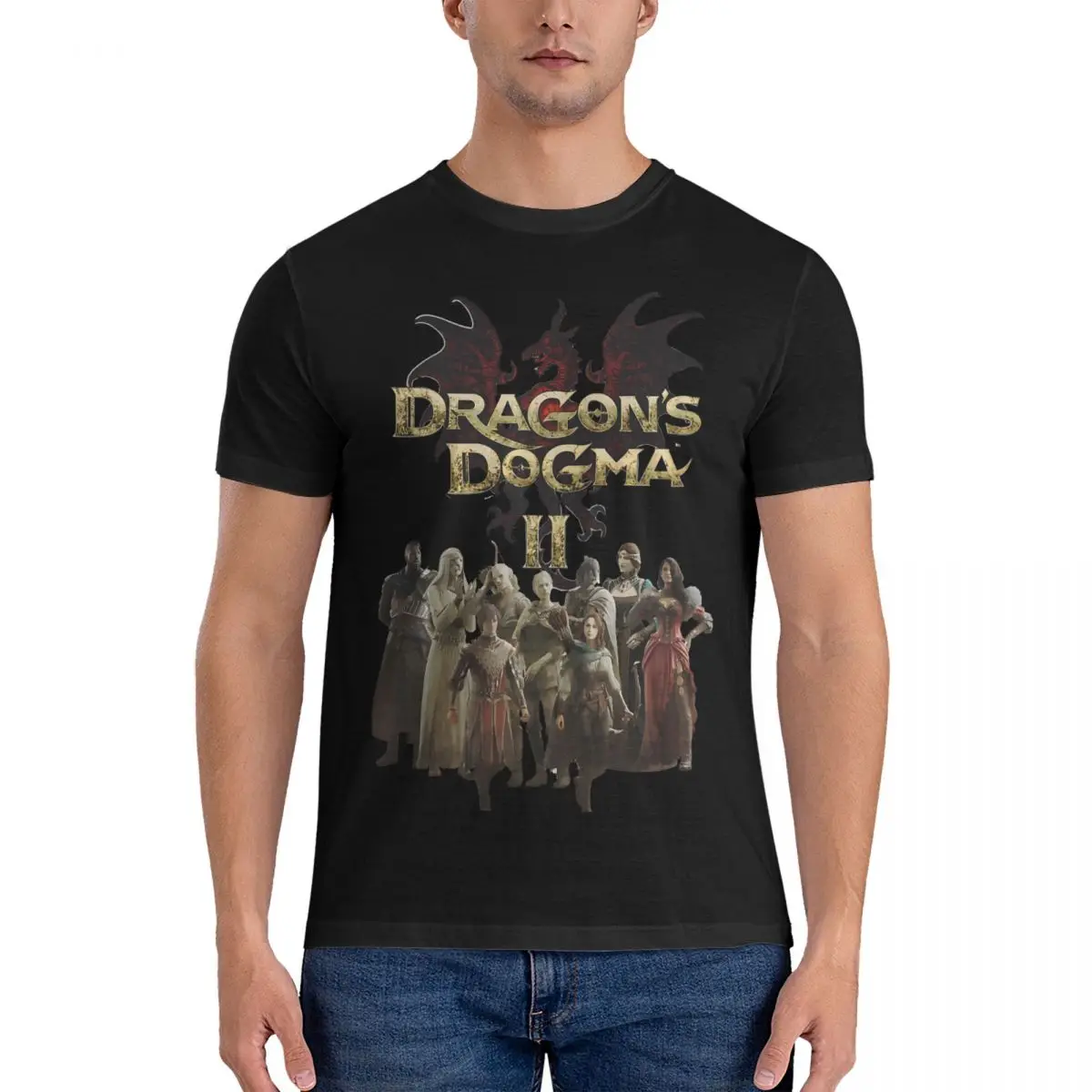 Characters T Shirts Men 100% Cotton Humorous T-Shirt Round Collar Dragon's Dogma Tees Short Sleeve Tops Birthday Gift