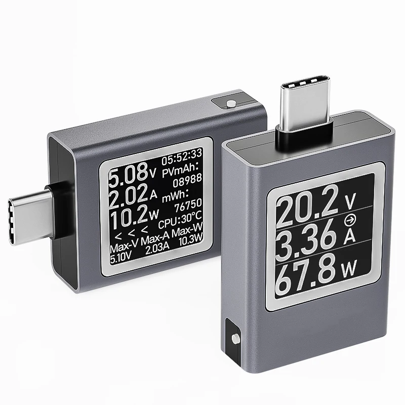

USB C Power Meter Digital Display DC Voltage Ammeter Power Meter Type C Voltage Current Tester USB Cable Charger Detector