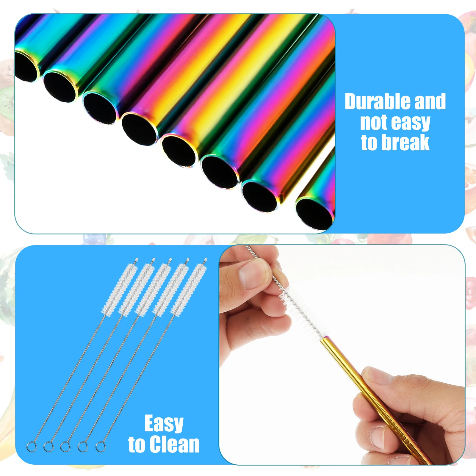 24/6pcs Stainless Steel Straws Reusable Curved Metal Drinking Straws with Clean Brush for Milk Water Cup Bar Party Drinks straw