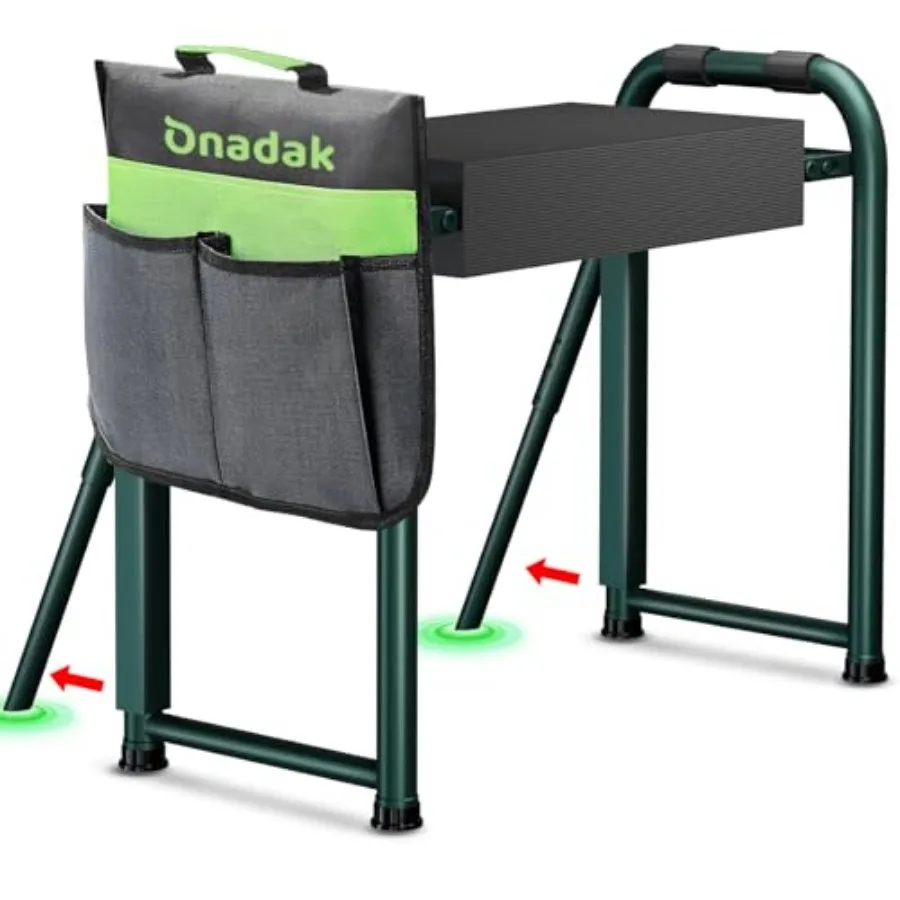 

Heavy Duty Garden Kneeler and Seat with Support Legs, 400lbs Capacity Foldable Gardening Stool, Extra Thick Pad and Large Tool