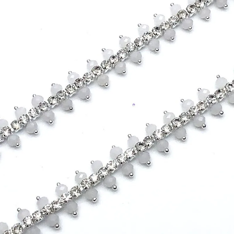 

10Yards Fashion Crystal Rhinestone Chain Trim Silver Base For Wedding Decoration Clothing Shoes Decorations