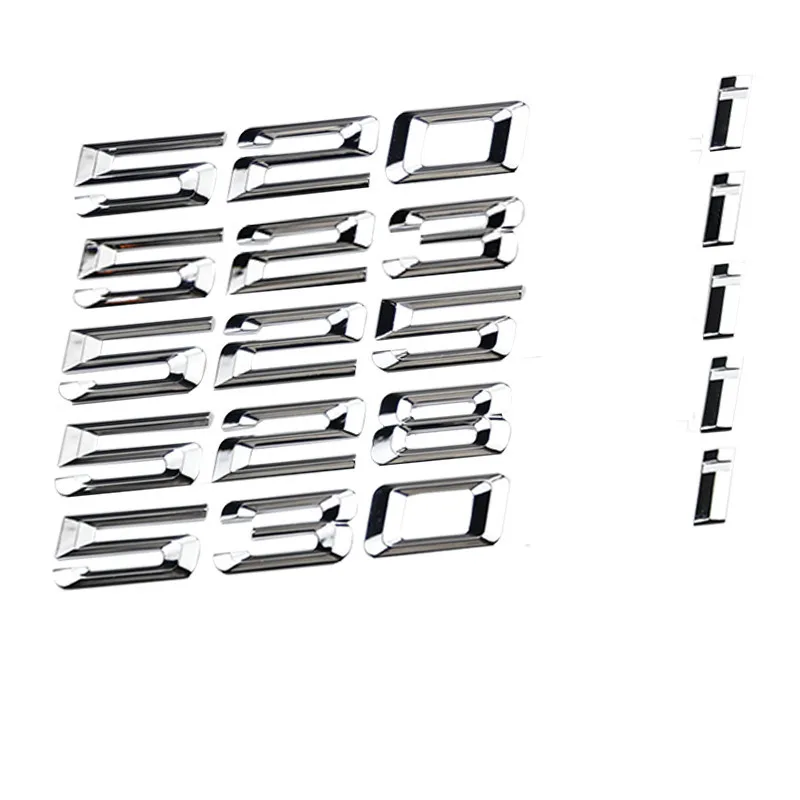 

3D Chrome Letters for Car BMW 520i 520d 525i 525d 530i 530d 535i 535d Logo E60 E39 E34 F10 Trunk Emblem Sticker Accessories