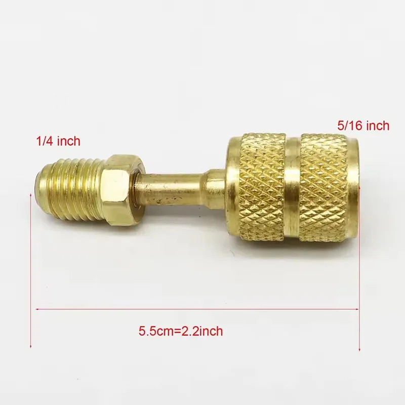 Solid Copper R410A Refrigerant Charging Adapter SAE Male Thread 1/4‘ Adapter for 5/16’ SAE Charging Hose Pump