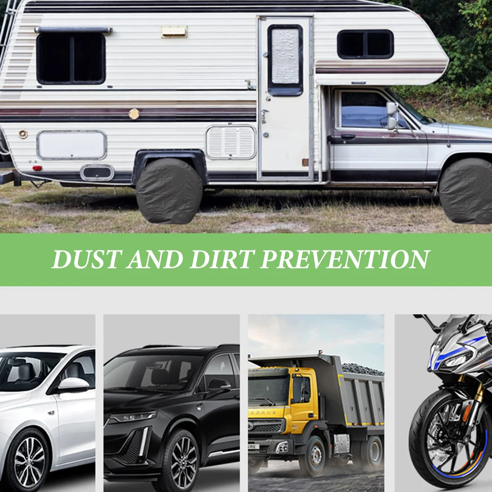 

4 Pcs Tire Covers Universal Protective Cover for Trailers Rvs Camper Spare Tire Anti UV Anti Rain Oxford Cloth Travel Trailer