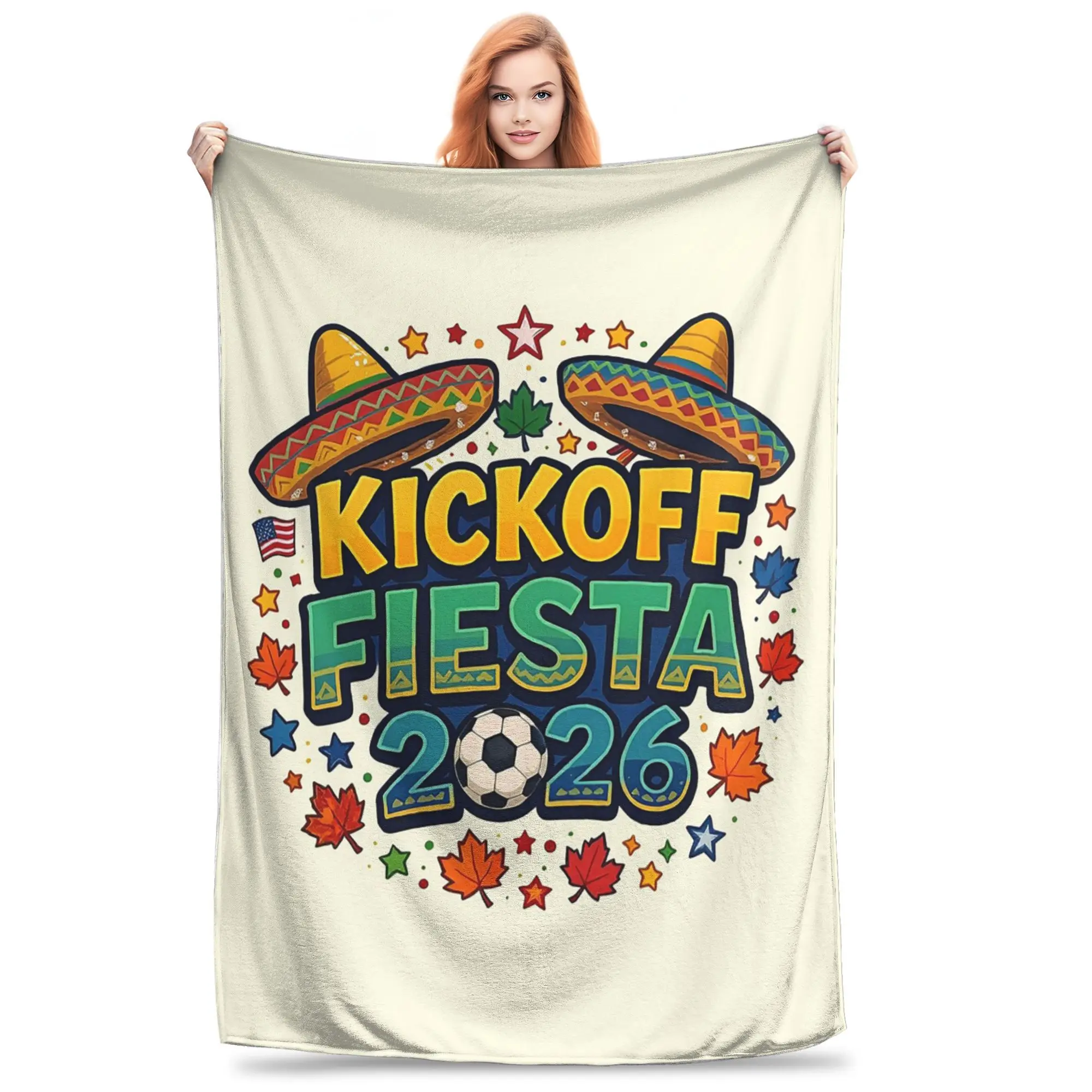 

Kickoff Fiesta 2026, одеяло для празднования футбола и сомбреро, многофункциональное фланелевое одеяло для дивана, постельные принадлежности на открытом воздухе