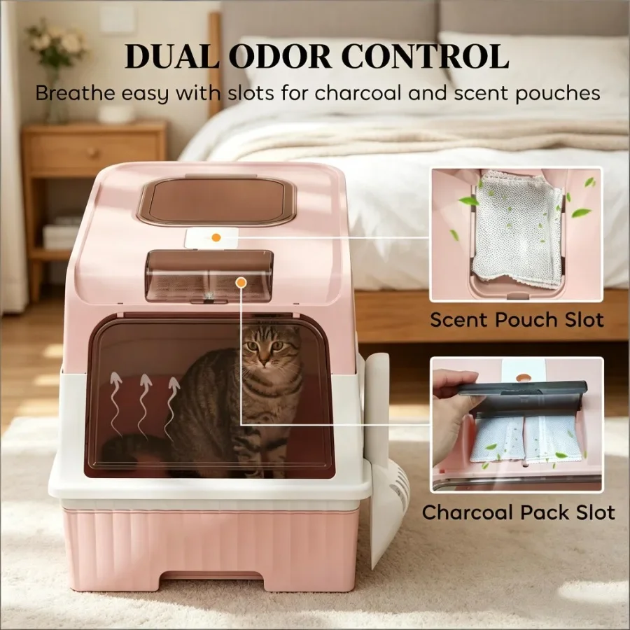 Pet Litter Box, Fully Enclosed Litter Box, Compact Cat Litter Box