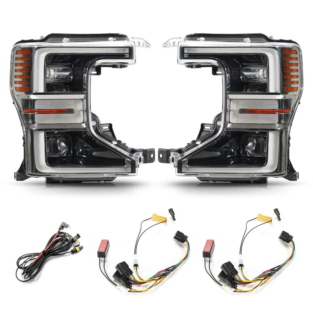 

Для Ford F-250 Super Duty 2020-2022 годов: хромированные галогенные фары, модернизированные до полностью светодиодных.
