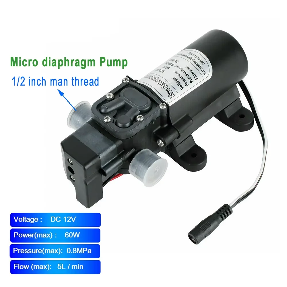 High Quality 12V DC 160PSI Water Pump Micro Diaphragm Home Garden High Pressure 1/2