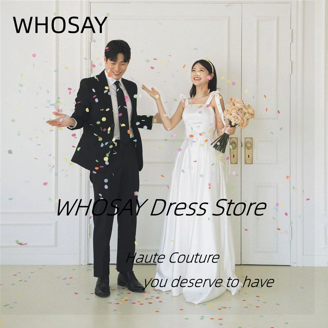 

WHOSAY Spaghetti Strapless Wedding Dresses Korea Women Wear A Line Vestidos De Noches Summer Special Bridal Gowns 셀프웨딩드레스 한국