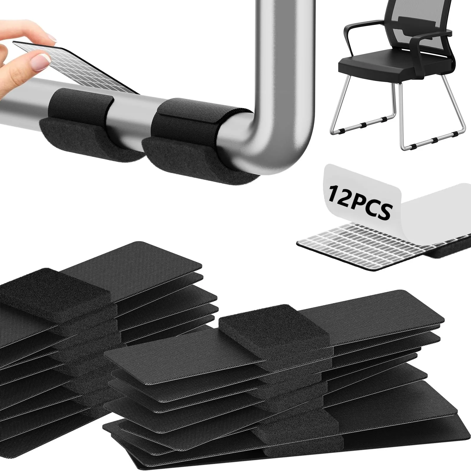 6/12pcs Wrap-Around Felt Chair Leg Floor Protectors Furniture Pads for Sled Chair & Tubular Chair