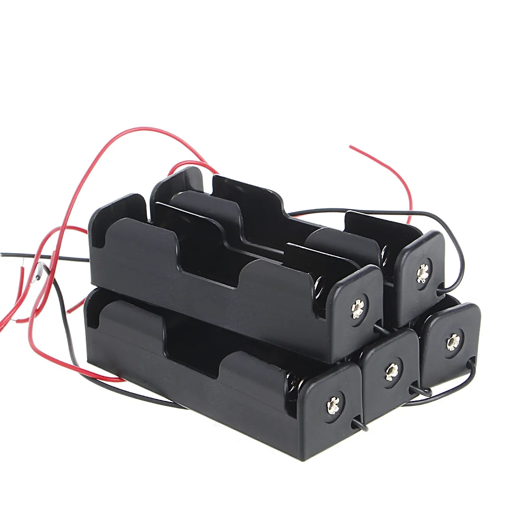 

5 Pcs 18650 Rechargeable Battery 3.7V Clip Holder Box for Case With Wire Lead