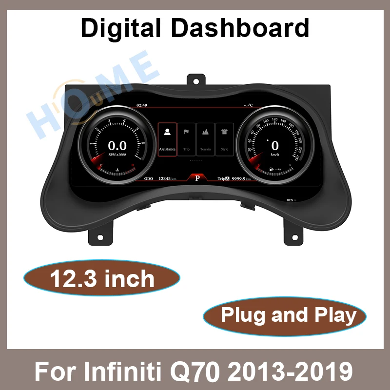 

Car LCD Dashboard 12.3 Inch For Infiniti Q70 2013-2019 Auto Instrument Panel Modified And Upgraded Multifunctional Cluster