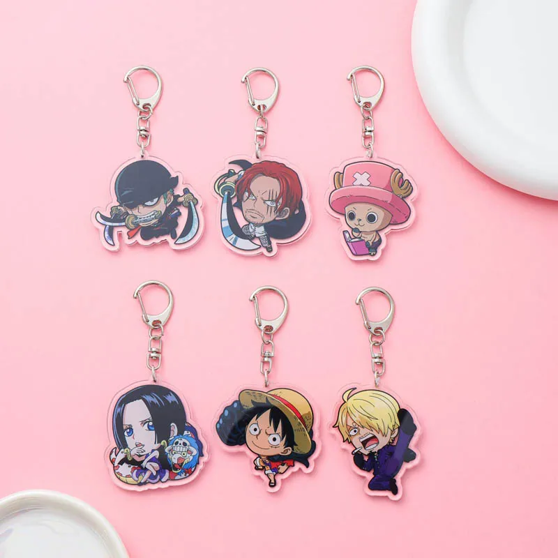 Anime ONE PIECE Luffy Acrylic keychain accessaries Cartoon funny Bag Pendant cute creative charm Car Keyring Friends Fans Gifts