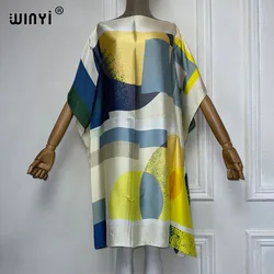 Sukienka WINYI moda lato seksowna afrykańska elegancka sukienka BOHO print plażowa odzież damska luźna Femme szata muzułmańska فستان okrycie plażowe ups