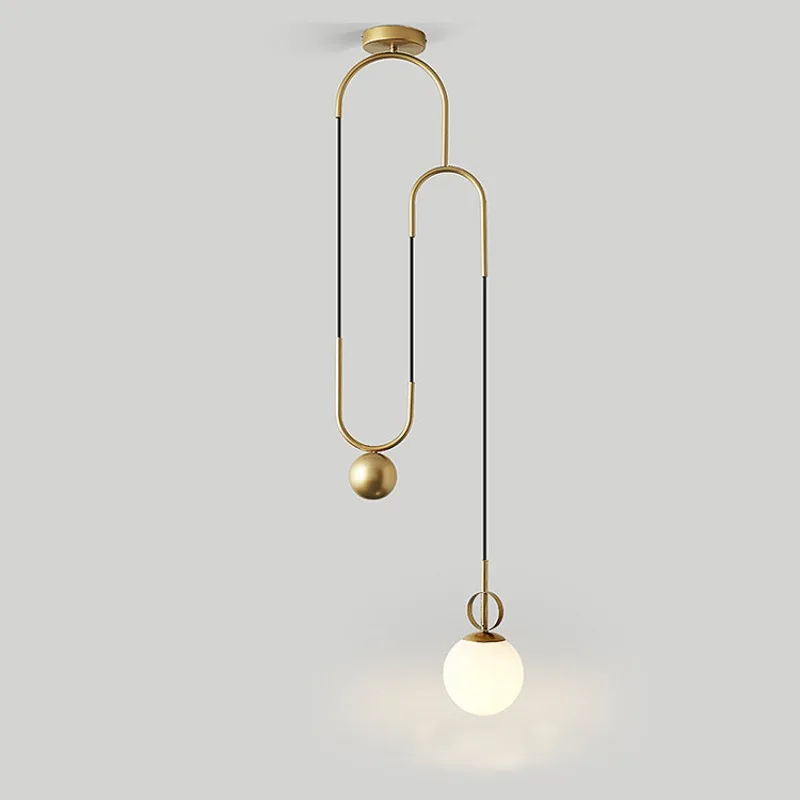 Modern Golden Glass Ball Pendant Lamp Adjustable Height for Lifting and Lowering Hanging Lights Bedroom Bedside Adorn Chandelier