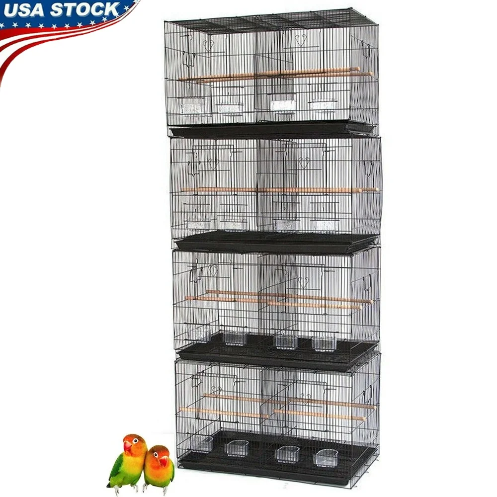 Lote de cuatro jaulas de vuelo de cría de 30 pulgadas con puerta de nido divisoria, canarios, periquitos, configuración fácil de limpiar