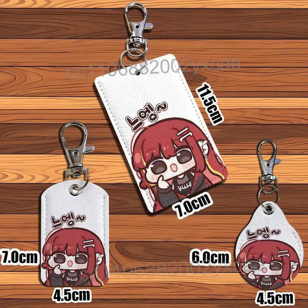 cute red Pienna Akane Lize Keychain Holder Suitable For Subway Bank Card Bus Card Case Badge Holder Wallet Card Textured pattern image 5