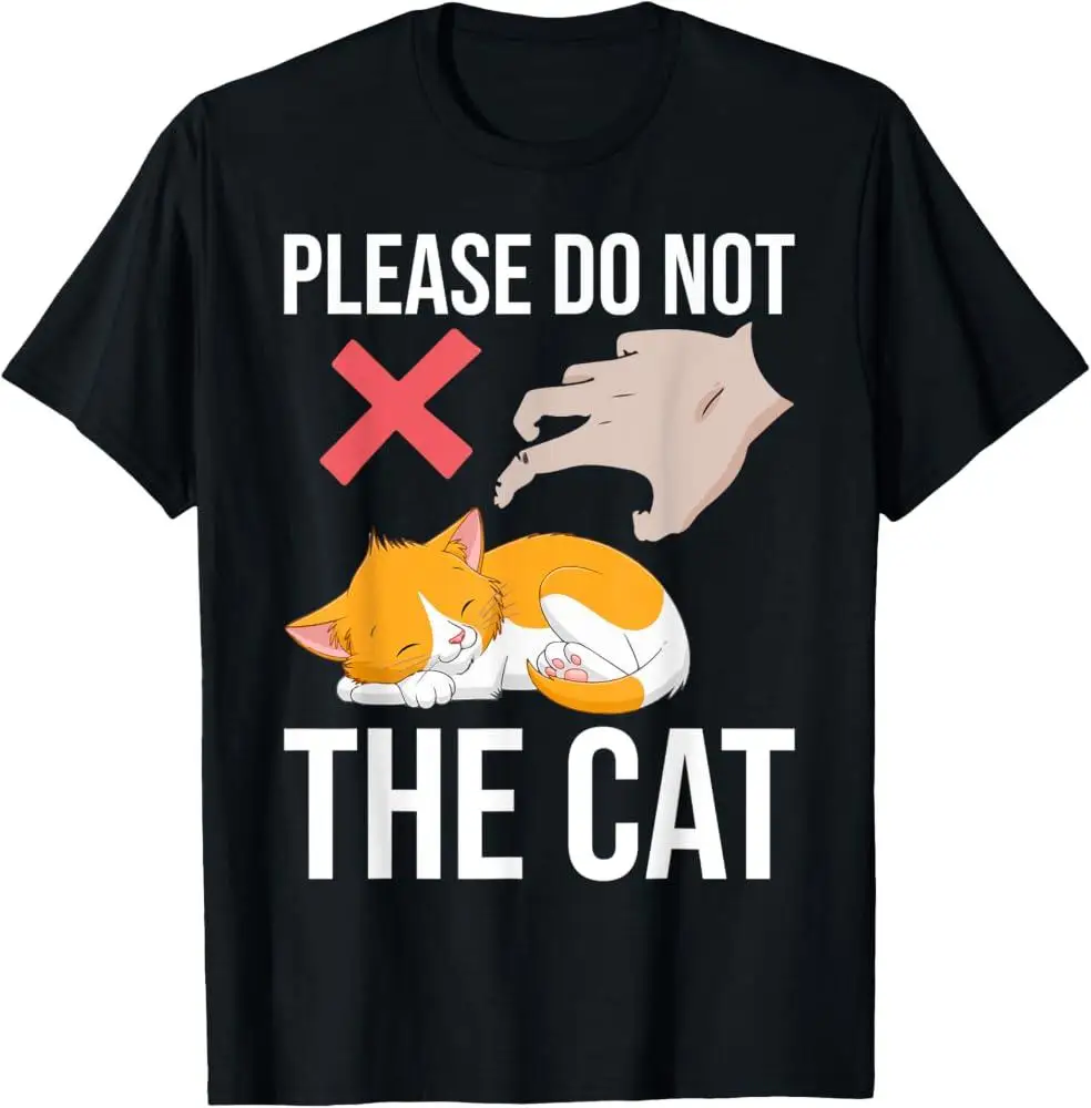 Men's T-Shirt Please Do Not Disturb The Cat Graphic Print O-Neck Short Sleeve Loose Summer Daily Casual Tops Mens Clothing