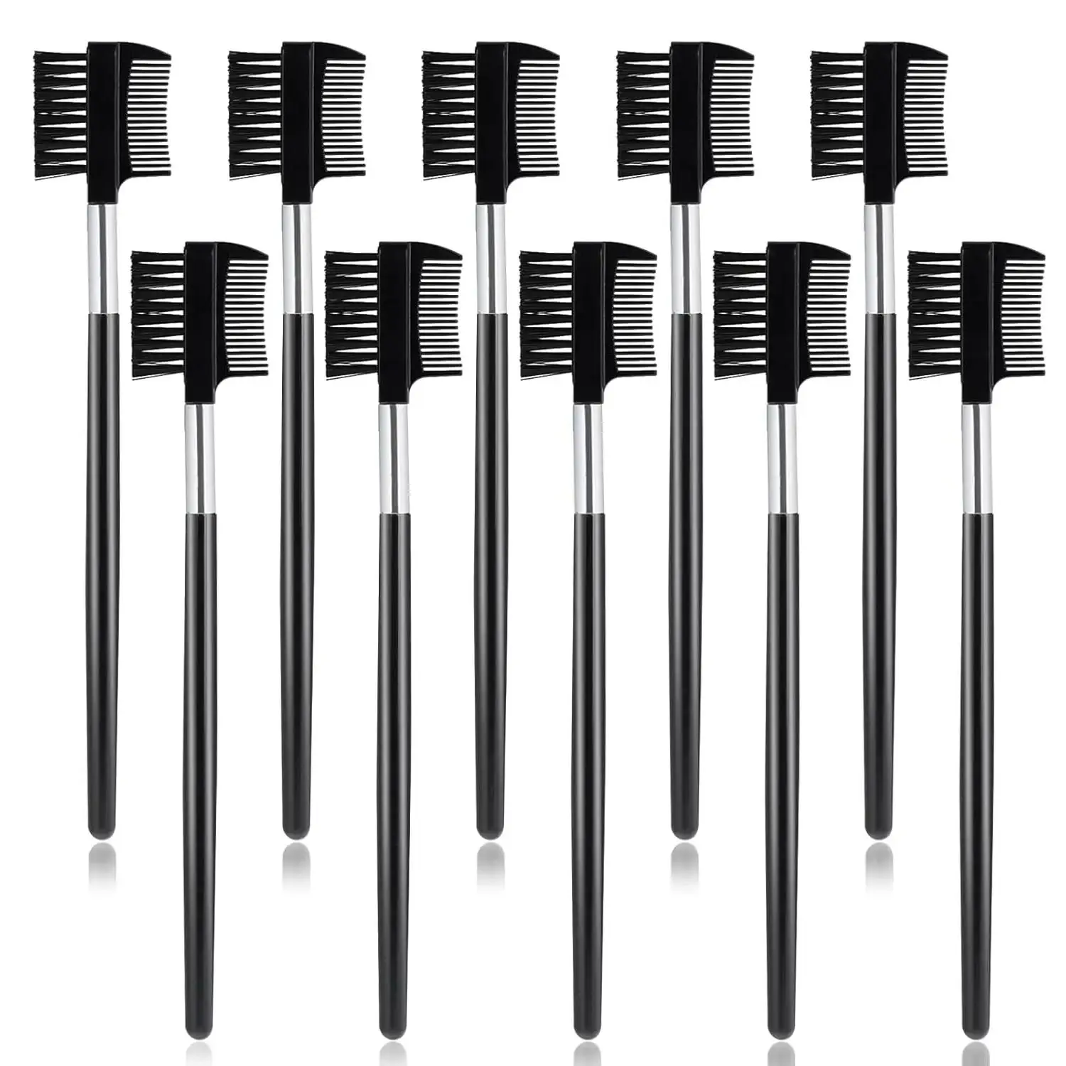 

ARLANY 10 Pcs 3 in 1 Hair Edge Brush UV Light Hair Extension Brush Double Sided Tail Edge Brush Makeup Eyebrow Eyelash Comb