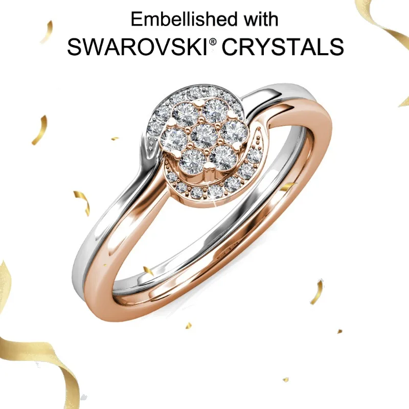 

Кольцо Daisini из стерлингового серебра 925 пробы 2 в 1, украшенное кристаллами Сваровски, элегантный ювелирный подарок для женщин, женский стильный аксессуар