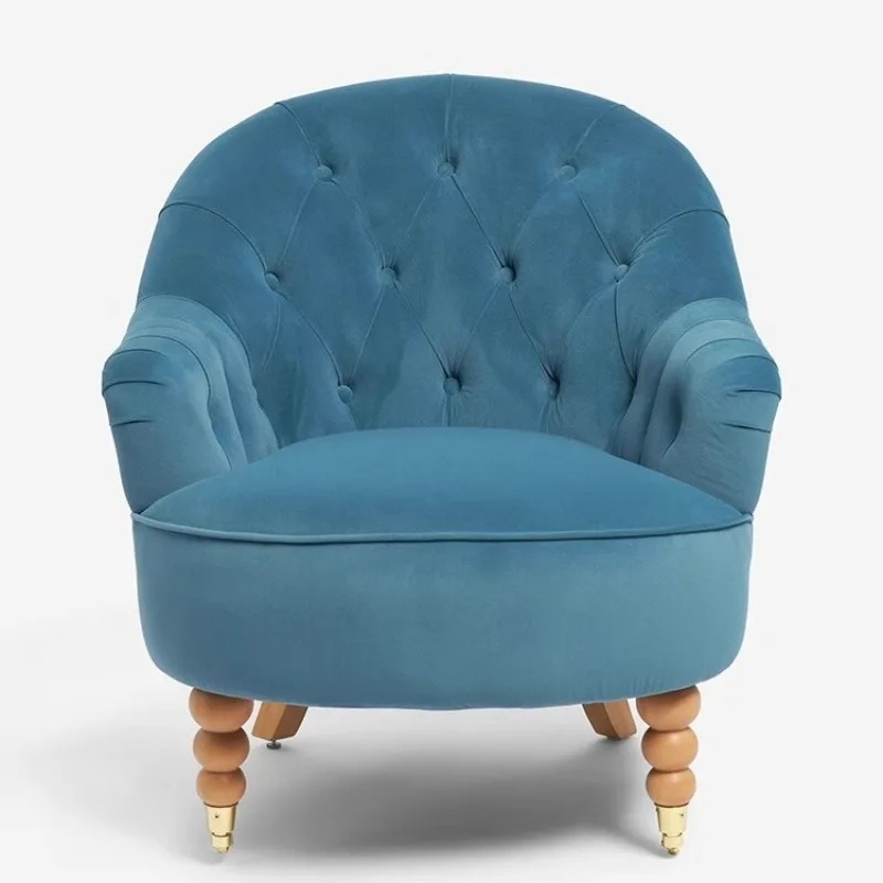 American solid wood single sofa chair, buckle leisure chair, Nordic simple beige flannel negotiation chair, meeting tigers