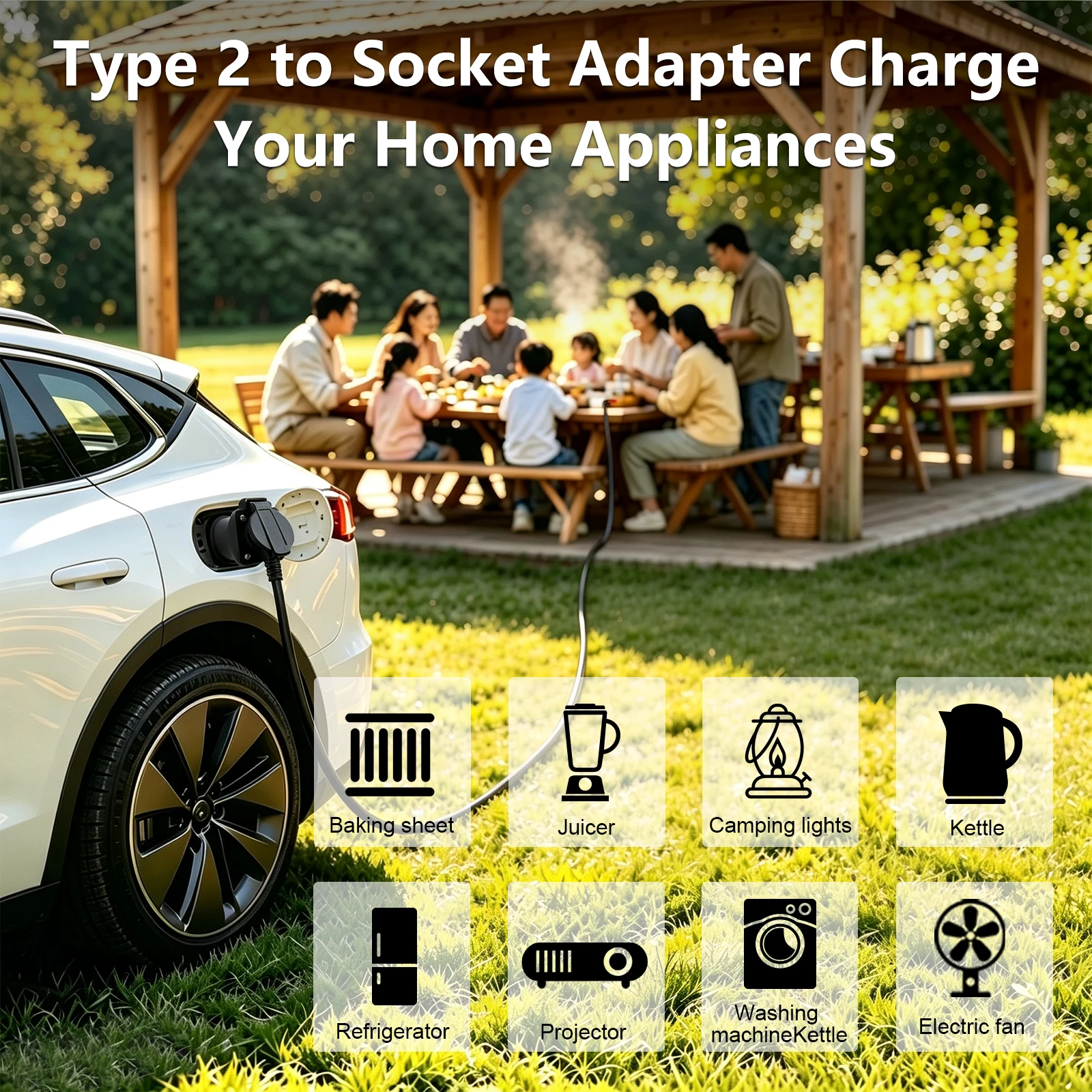 SUSUTOO Typ2 V2L Entlader mit Ausschaltknopf, Fahrzeug-zu-Last-Stecker für Chery, Deepal, Geely, MG, BYD und israelische New Energy Fahrzeuge – Detail 4