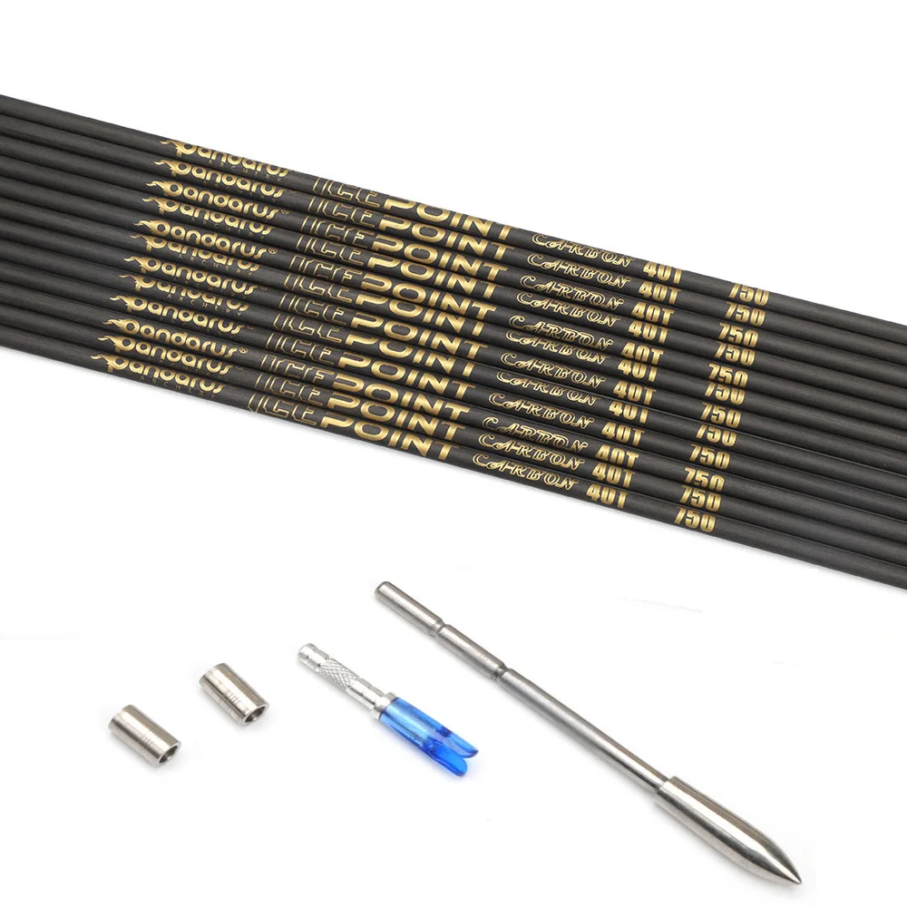 6/12 قطعة Pandarus Icepoint 40-Ton الكربون السهم رمح Spine350/1000 ID3.2mm للمنافسة الرماية