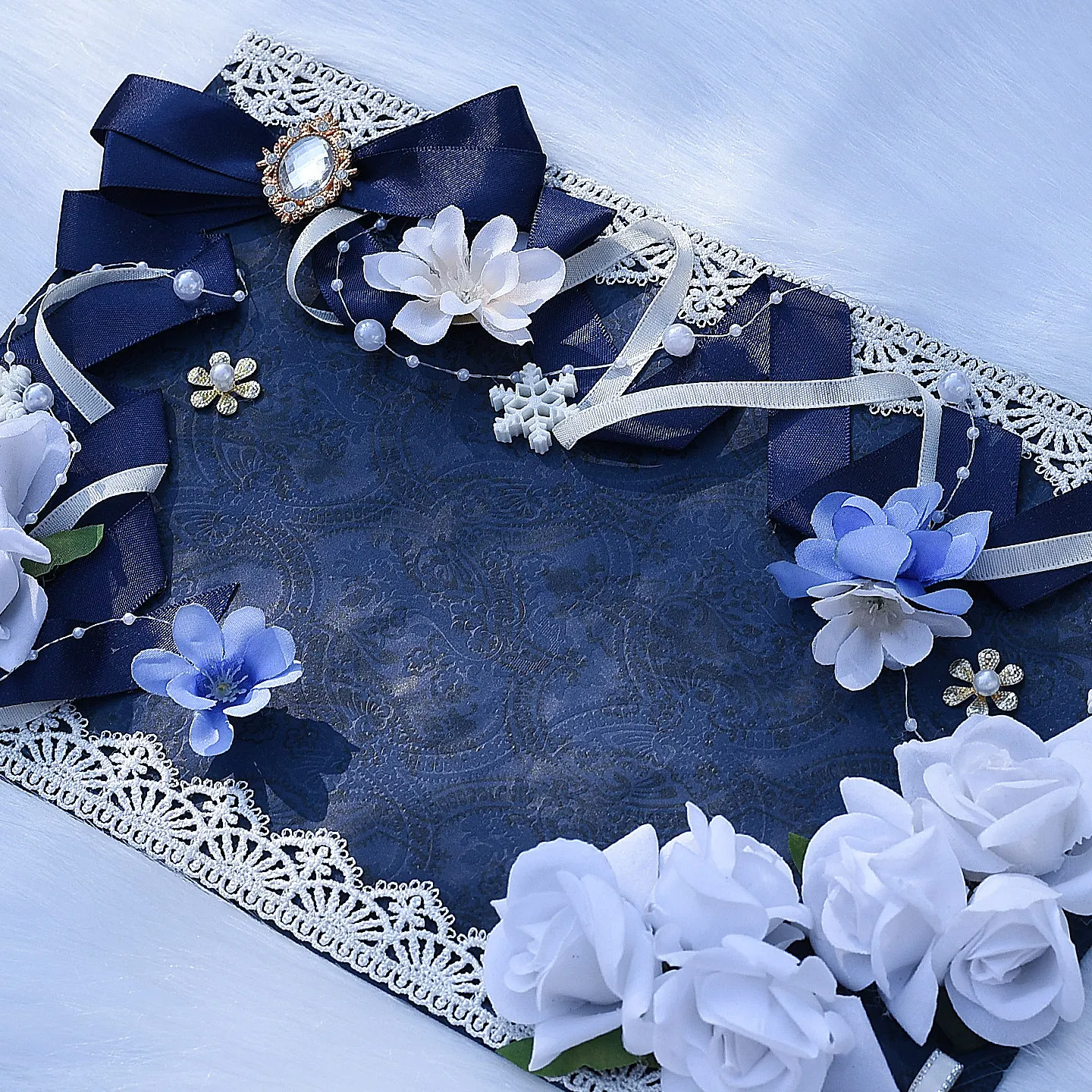 Blue White Rose DIY Materials for Ita Bags, Badge Holder Ita Bag Insert Board Accessories Y2k Things Cosplay Insert Board