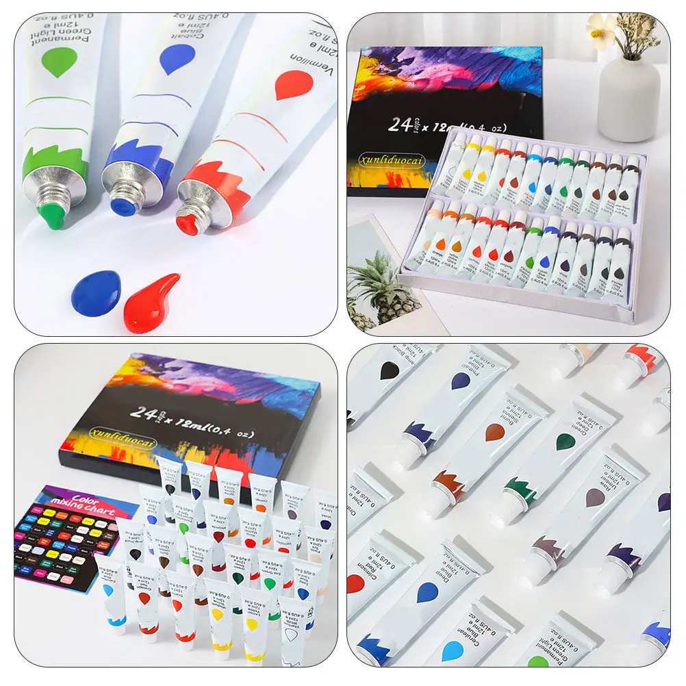 1Set Artist Acrylic Paint Set High Quality Light Weight Portable Pigment for Drawing Painting Crafts Creative Expression Art