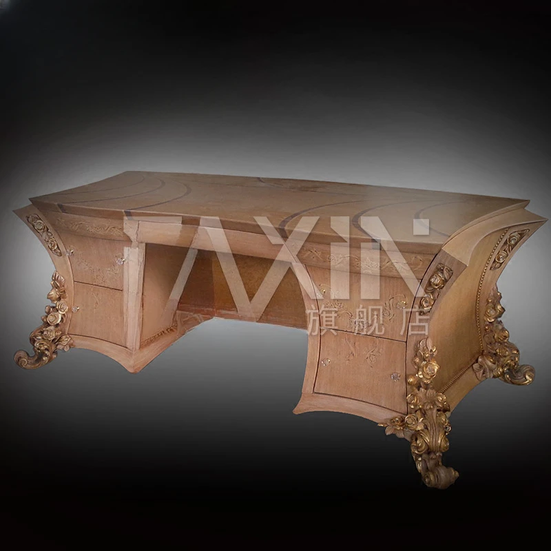 

French Luxury Solid Wood Desk Large Apartment European Court Desk