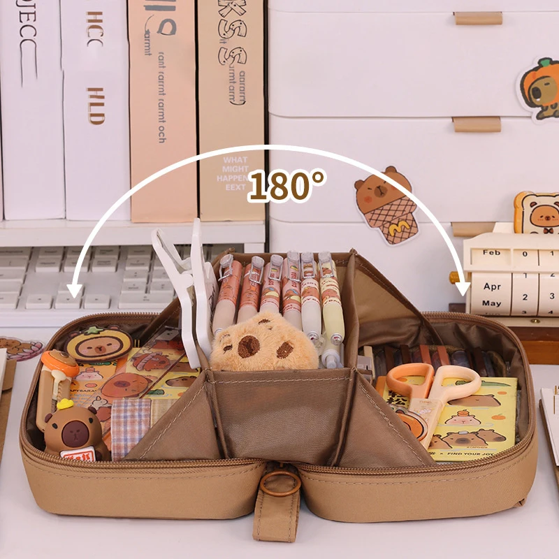 Große Kapazität Multi-schichten Stift Tasche Niedlichen Cartoon Capybara Bleistift Fall Zipper Schreibwaren Organizer Multifunktionale Bleistift Fall
