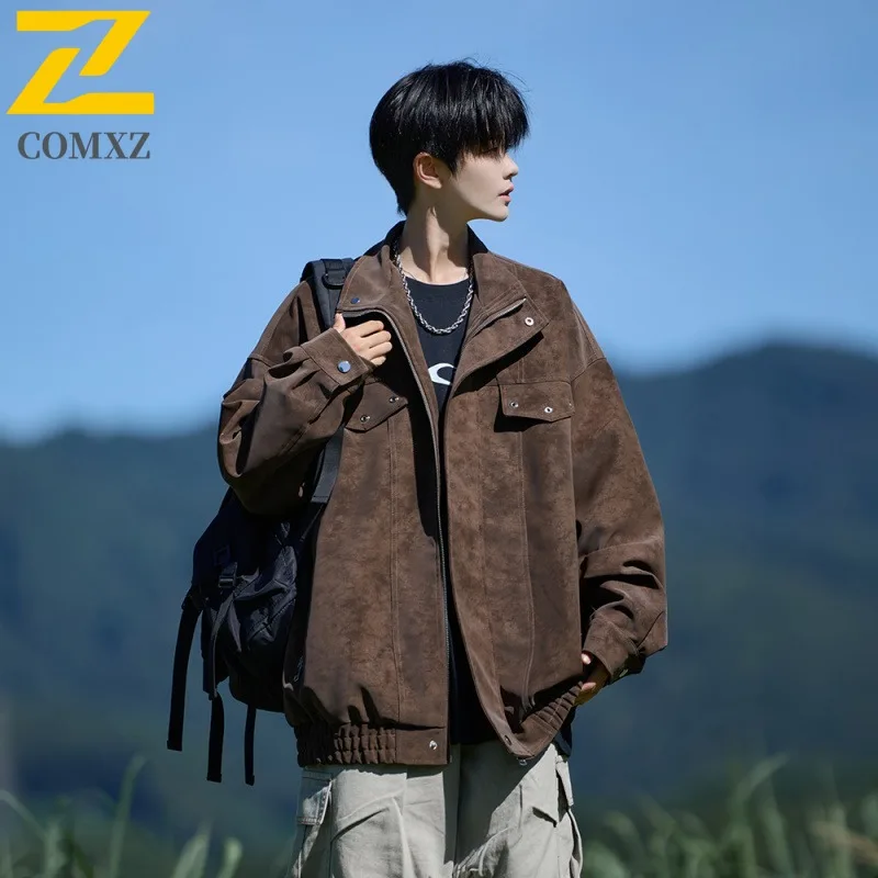 

COMXZ Classic Jacket Casual Turndown Collar Outdoor Adventure Windproof Coat Japanese Style Trendy Autumn Lightweight Garment
