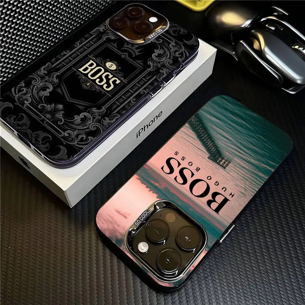 Diseño HUGO BBOSSES funda de teléfono para IPhone 17 16 15 14 13 12 11 Pro MAX mate a prueba de golpes trasera anticaída cubierta mate