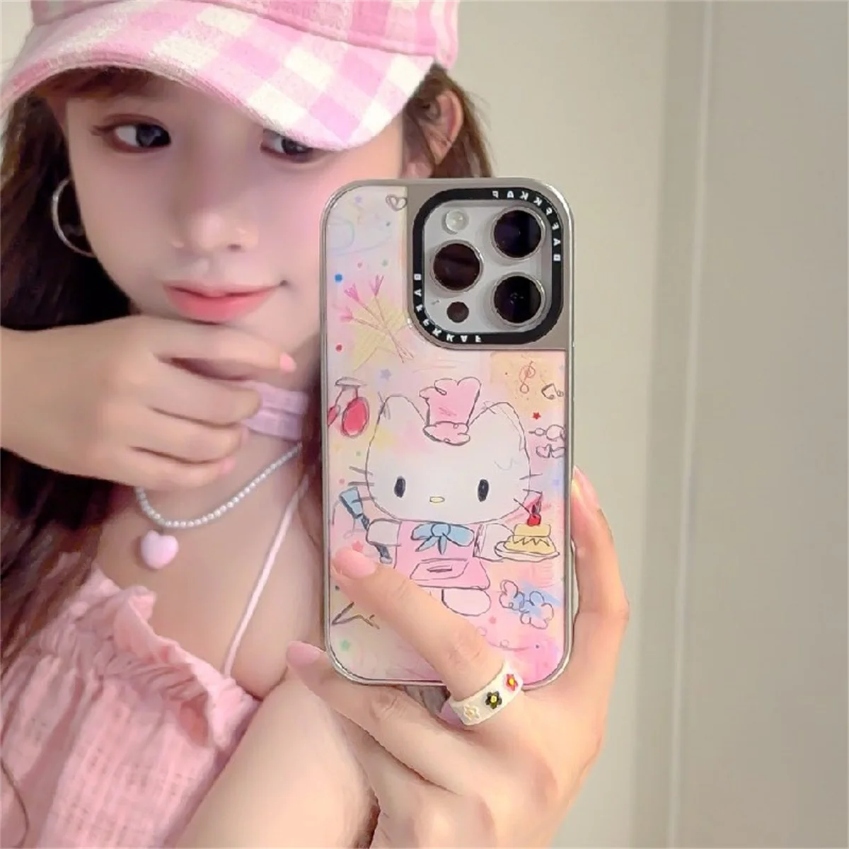 Kawaii dos desenhos animados graffiti hellokitty caso de telefone para iphone 16 pro 15 14 pro capa traseira bonito casos protetores funda