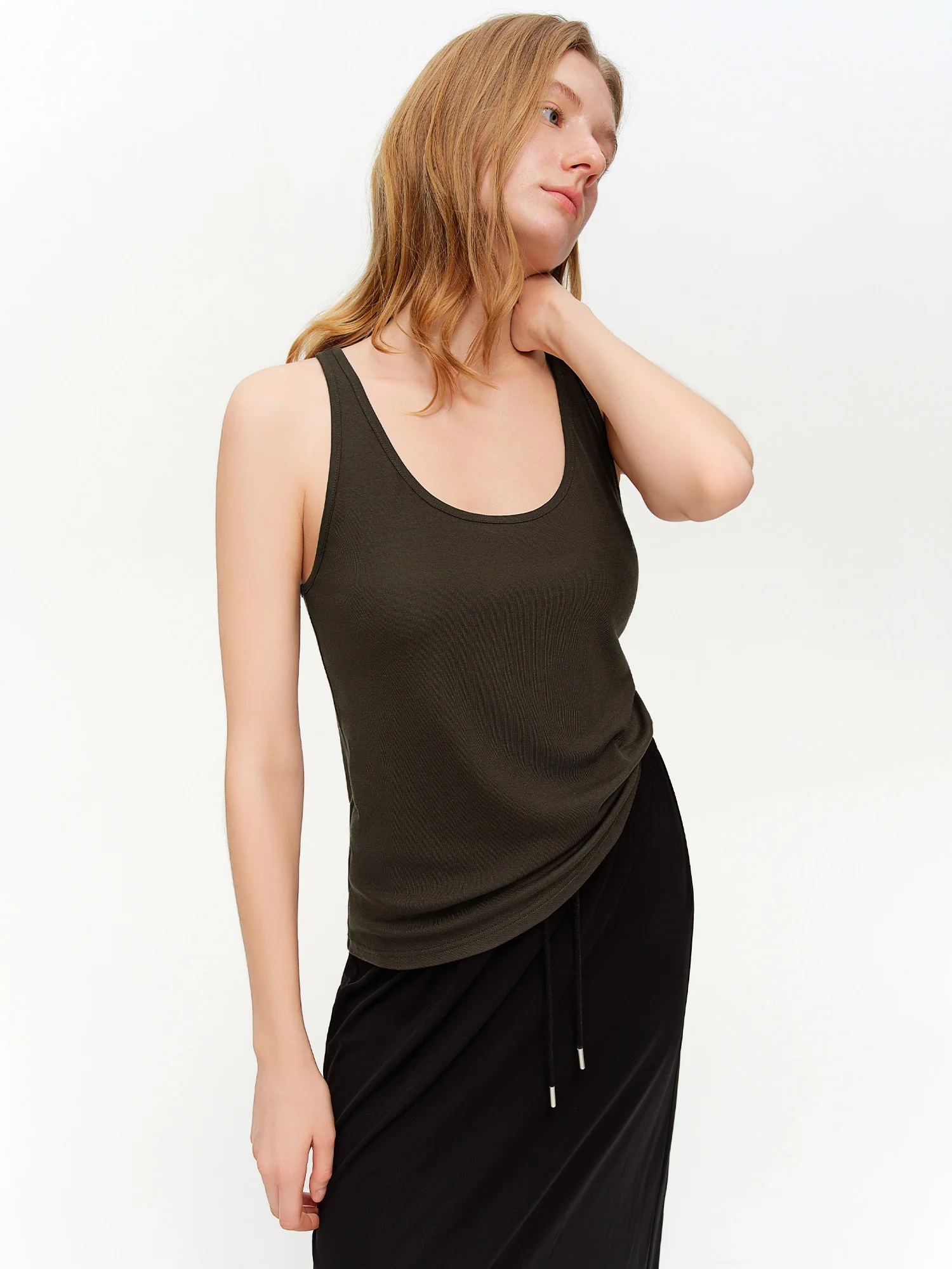DUSHU 2026 Spring Women's Striped Sleeveless Two-Piece Set - Casual Comfort Fit Vest Top with Contrast Trim for Daily Outings