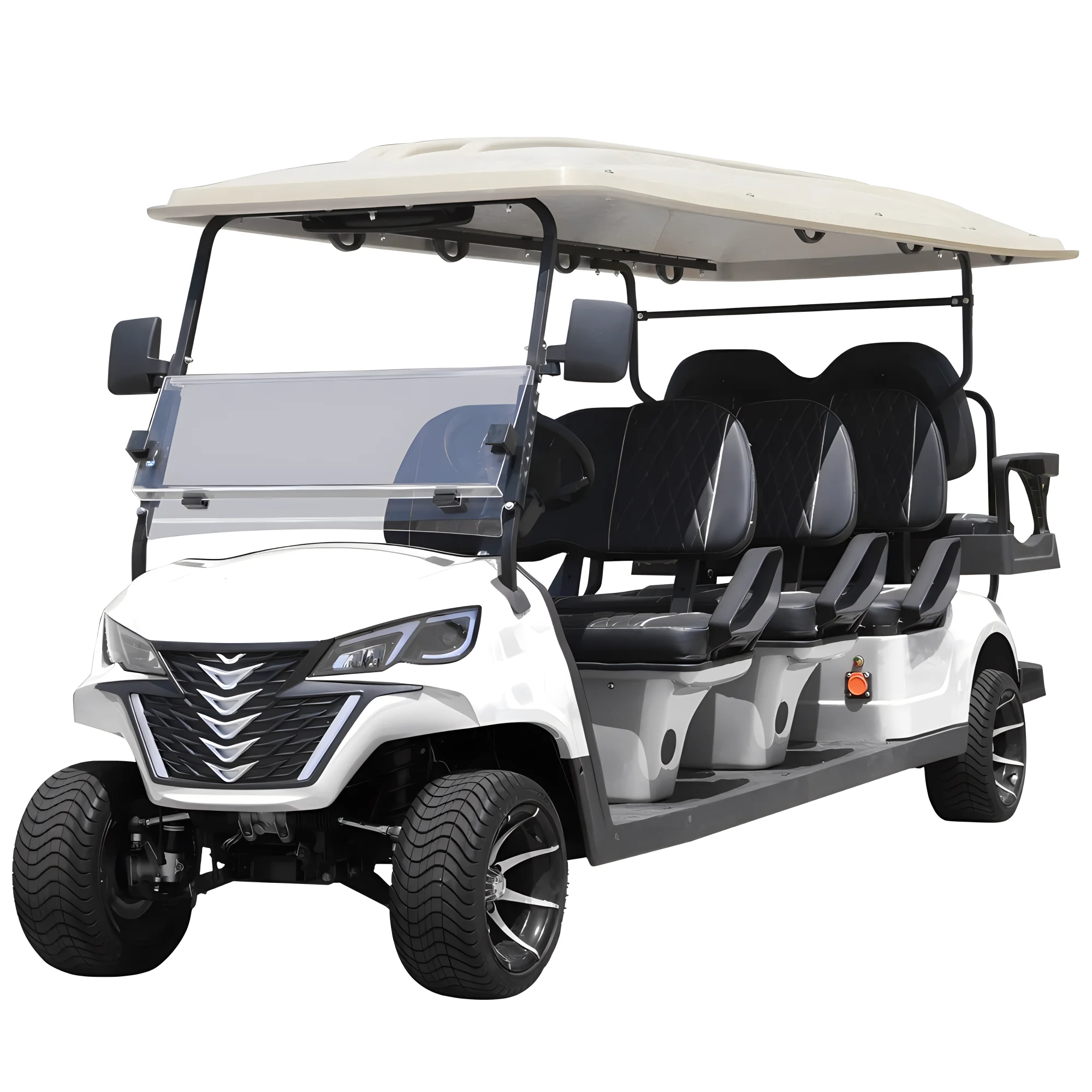 Electric Golf Cart with Solar Power Panel 2-4-6 Seater Club Sightseeing Car Hunting Car 2024 Latest Electric Four-Wheeler with L