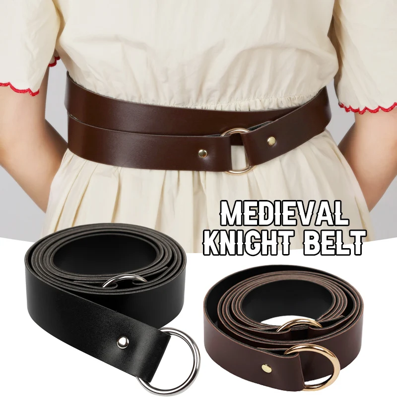 220Cm Wide Long Loop Tie Ring Belt Double Wrap Medieval Genuine Leather Costume Sword Accessory for Men human Knight