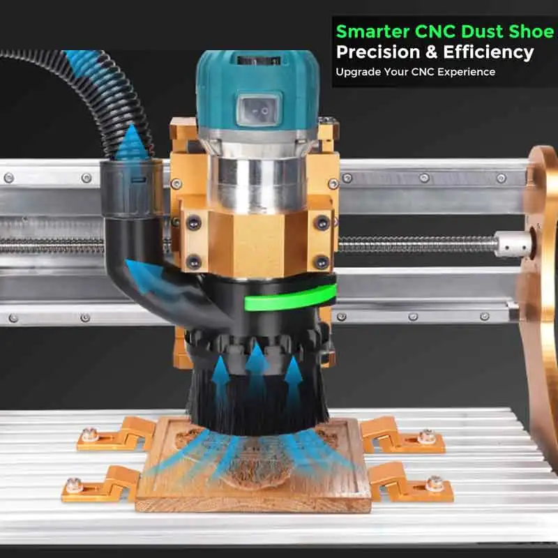 CNC Dual Brush Lengths Dust Shoe 65mm & 69mm Diameter Two in One Dust Shoe Compatible Spindle and Wood Trimmer Router Machine