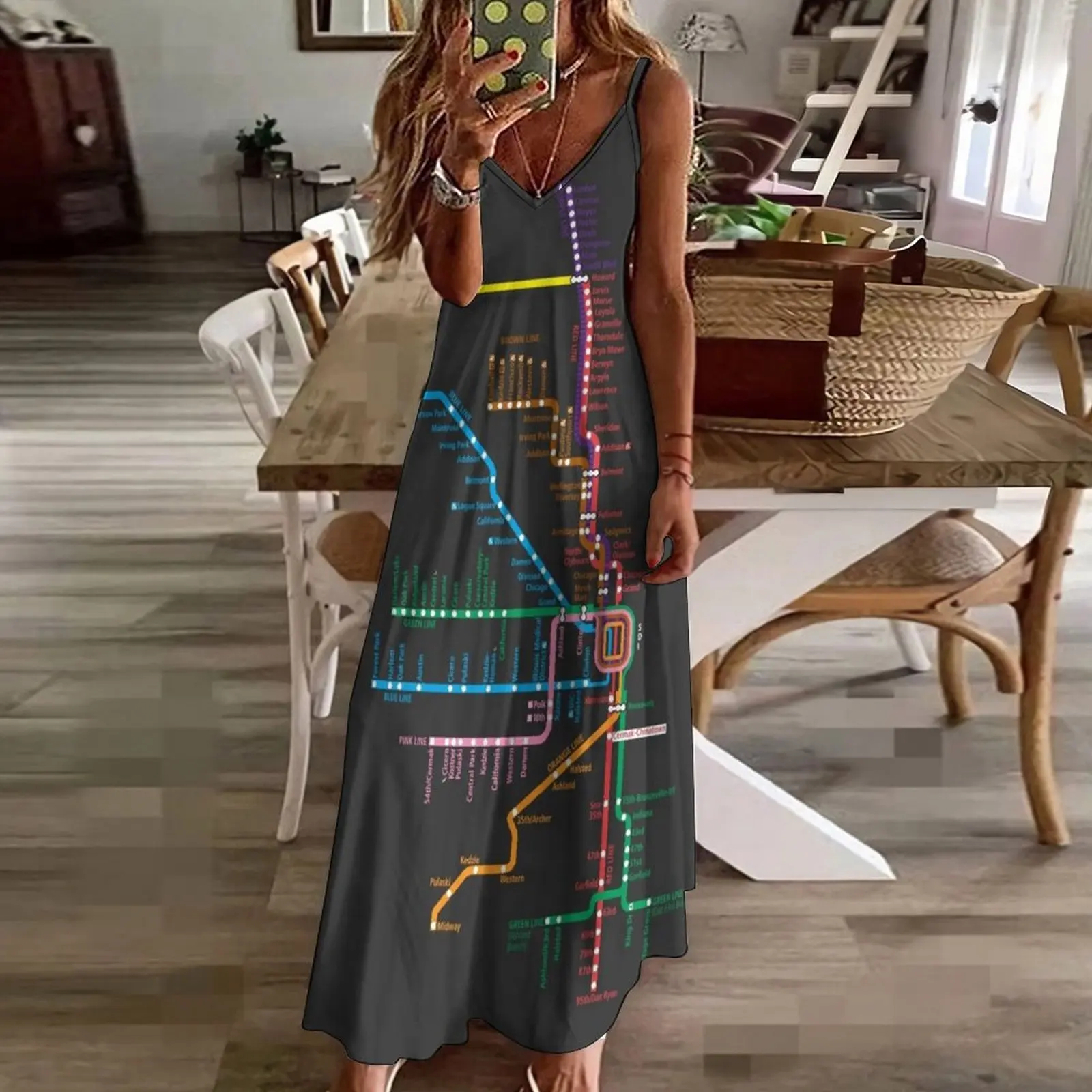 Chicago Trains Map Sleeveless Dress party dresses women Women's evening dress Long dress prom clothes