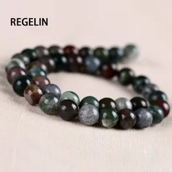 REGELIN Natural Stone Smooth Indian Agat Round Loose Beads Strand 4mm 6mm 8mm 10mm12mm 14mm Pick Size For Jewelry Making