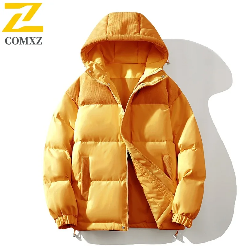 COMXZ 2025 Men  Windbreaker Winter American Style Retro Thickened Puffer Coat Windproof Streetwear  Outdoor Sport Hooded Parka