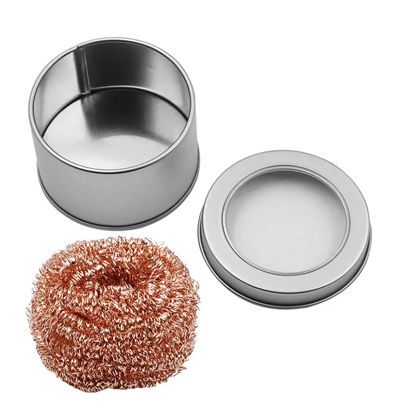 

Desoldering Cleaning Ball Soldering Iron Mesh Filter Cleaning Nozzle Tip Copper Wire Cleaner Ball Metal Dross Box Clean Ball