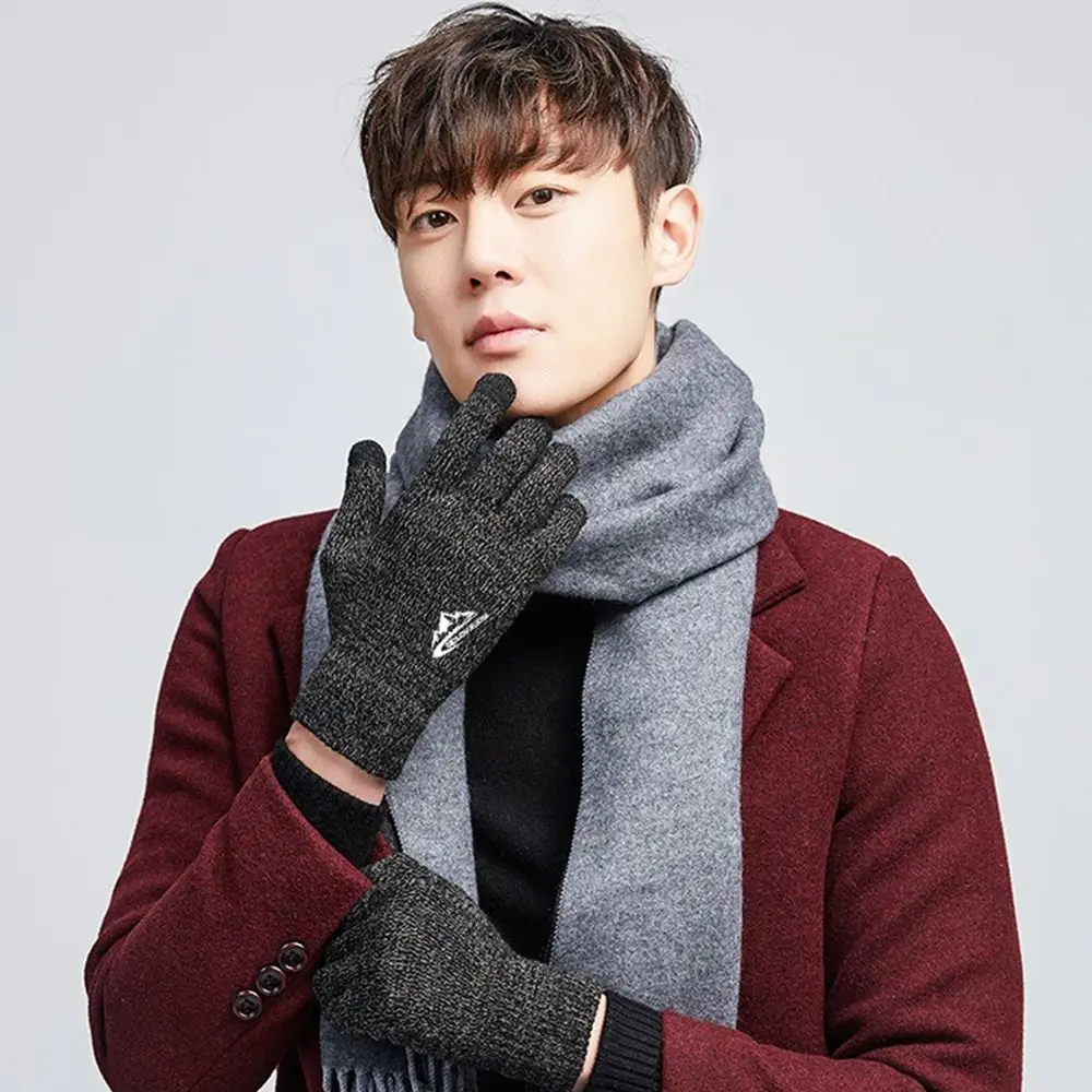 Новые модные толстые вязаные перчатки, вязаные флисовые перчатки с сенсорным экраном, ветрозащитные пушистые теплые варежки, осень-зима