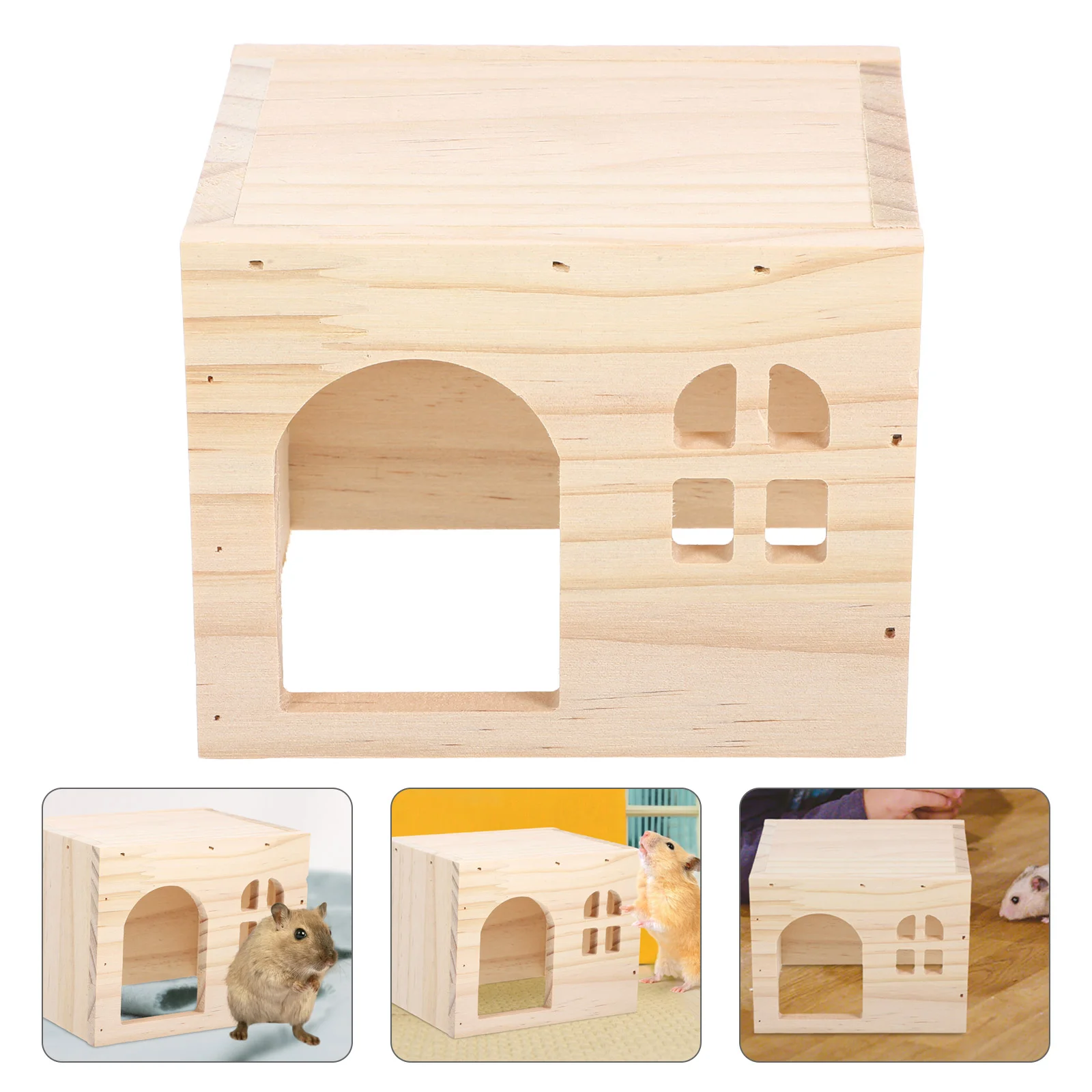 Hamster Hideout House Houses Hideouts and Hamsters Toys for Rabbits Bunny Guinea Pig Wooden Rat Cage Supply