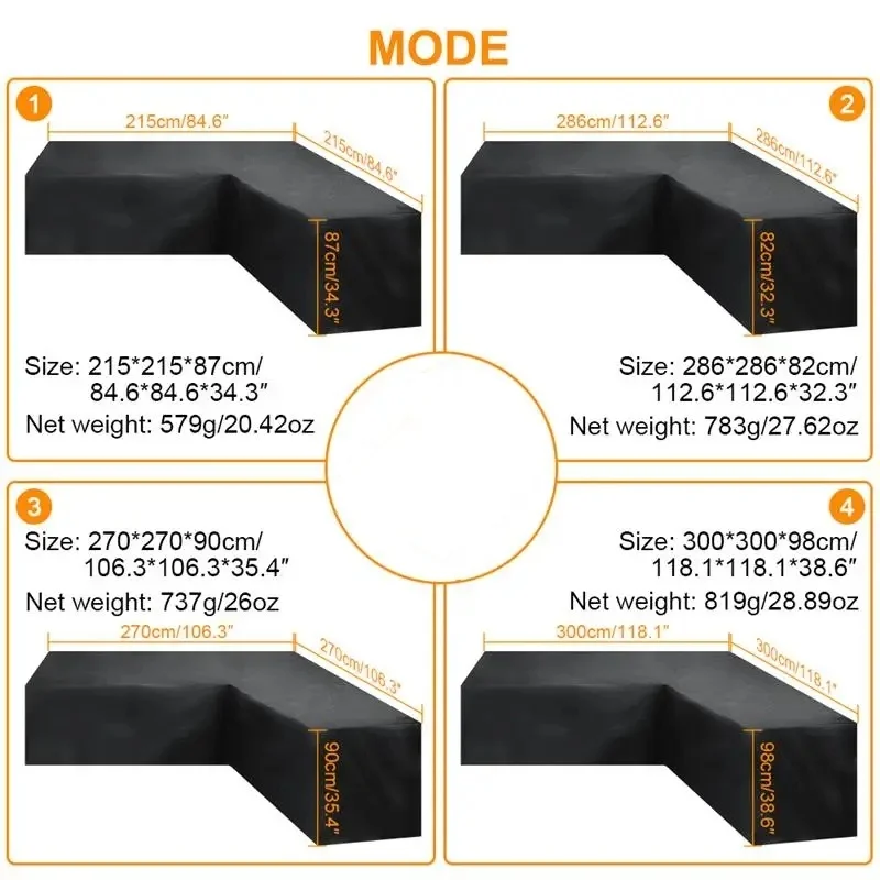 1 قطعة L على شكل أريكة الفناء الاقسام غطاء زاوية الانعطاف-غطاء الأثاث في الهواء الطلق ، جودة عالية 210D غطاء أريكة الحديقة الثقيلة #5