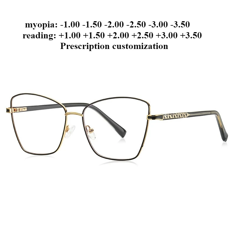 57-16 إطار نظارات قراءة عين القطة المضاد للضوء الأزرق للنساء جديد مرآة مسطحة قصر النظر وصفة طبية التخصيص #1